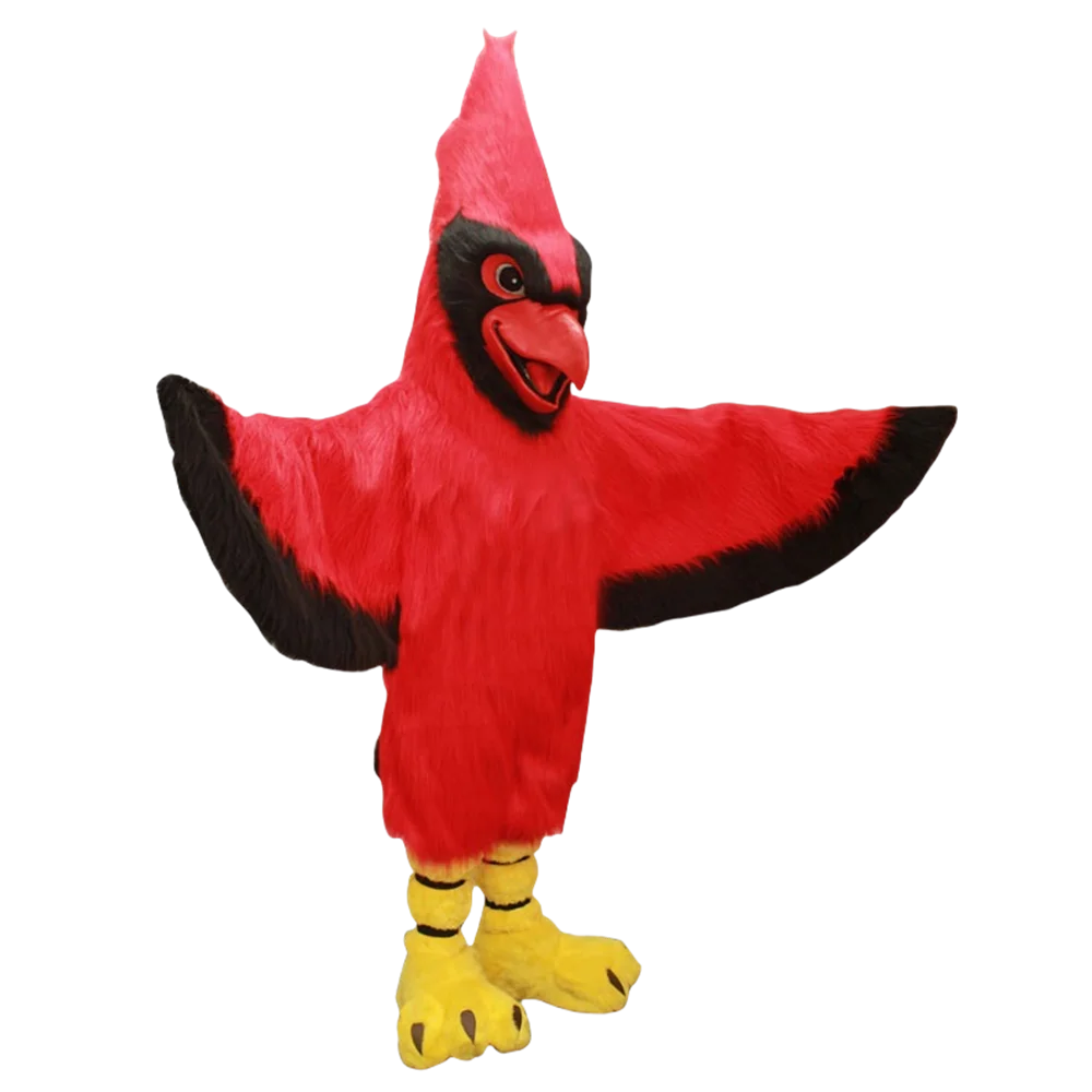 

Red parrot mascot Long Plush Red Cardinal Mascot Costume Adult Size Birds Outfit Suit Fancy Dress Stage Props 589