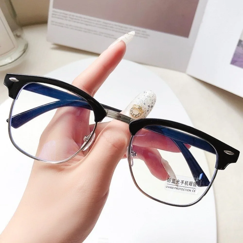 Metal Frame Anti-Blue Light Radiation Protective Glasses Female Students Removable Lenses image 3
