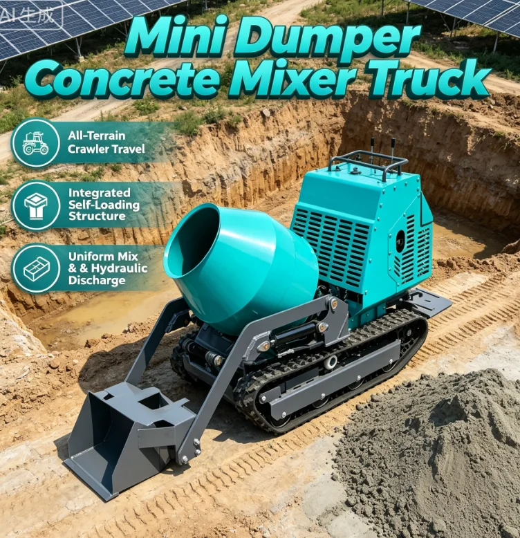 Customized Hot Sale 750kg Crawler-type Mini Concrete Mixer With Diesel Engine Attachment Core Pump For Sale