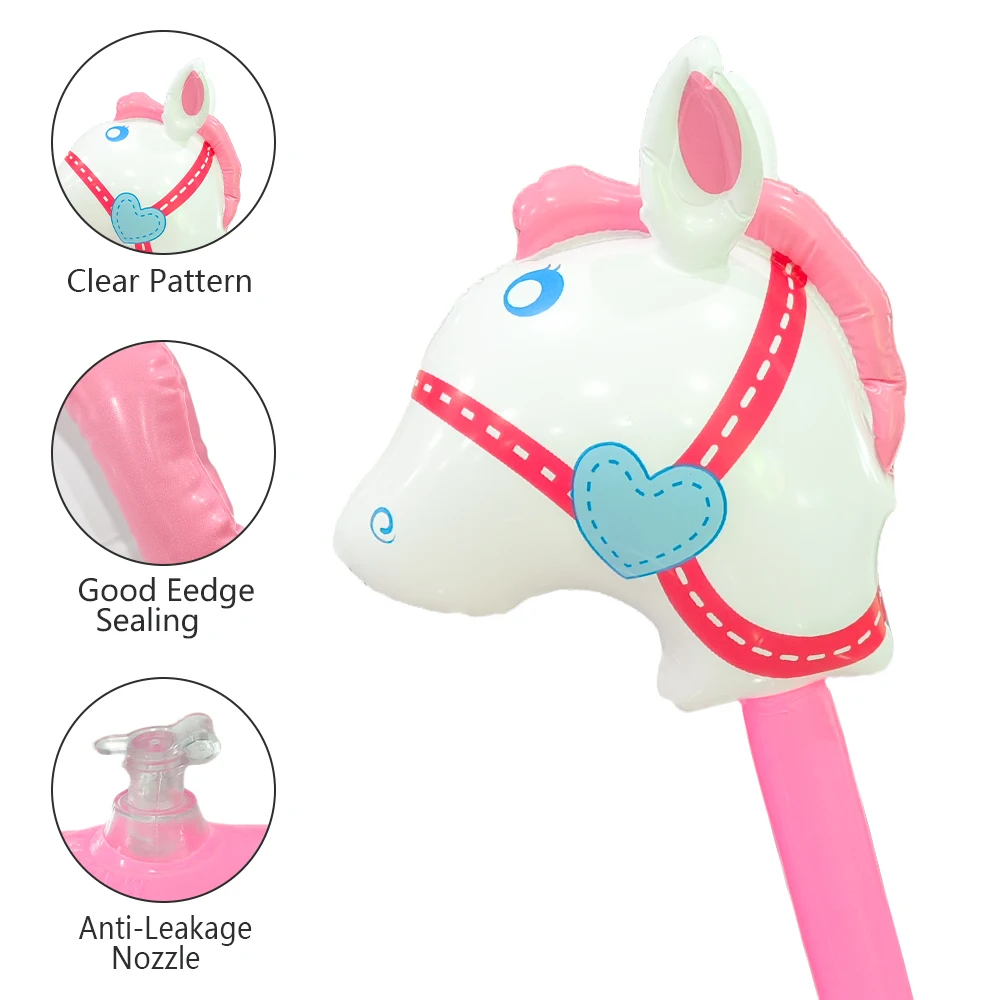 عصا رأس حصان قابلة للنفخ، PVC متينة، مناسبة لحفلات أعياد ميلاد الأطفال والألعاب الخارجية