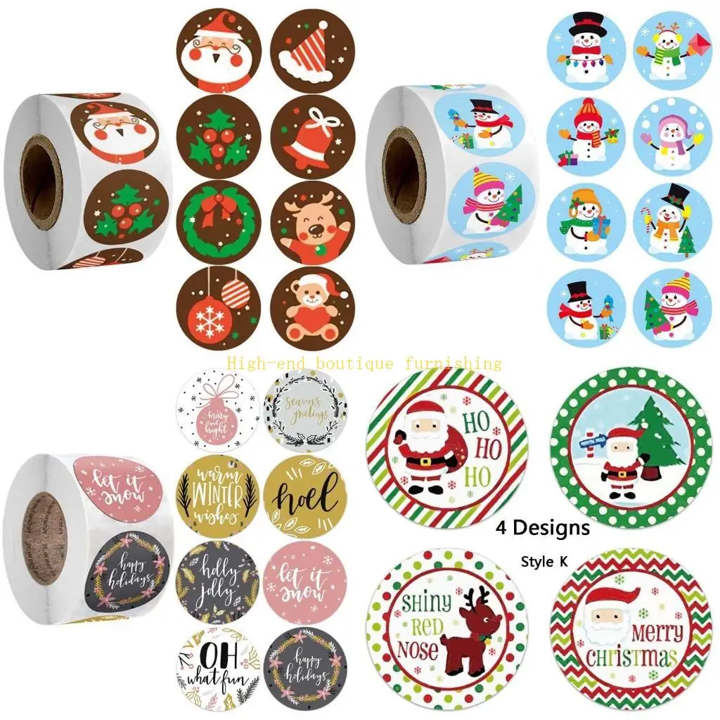 L9NB 500 Pieces Latest Christmas Adhesive Stickers for DIY Christmas Cards Gift Box