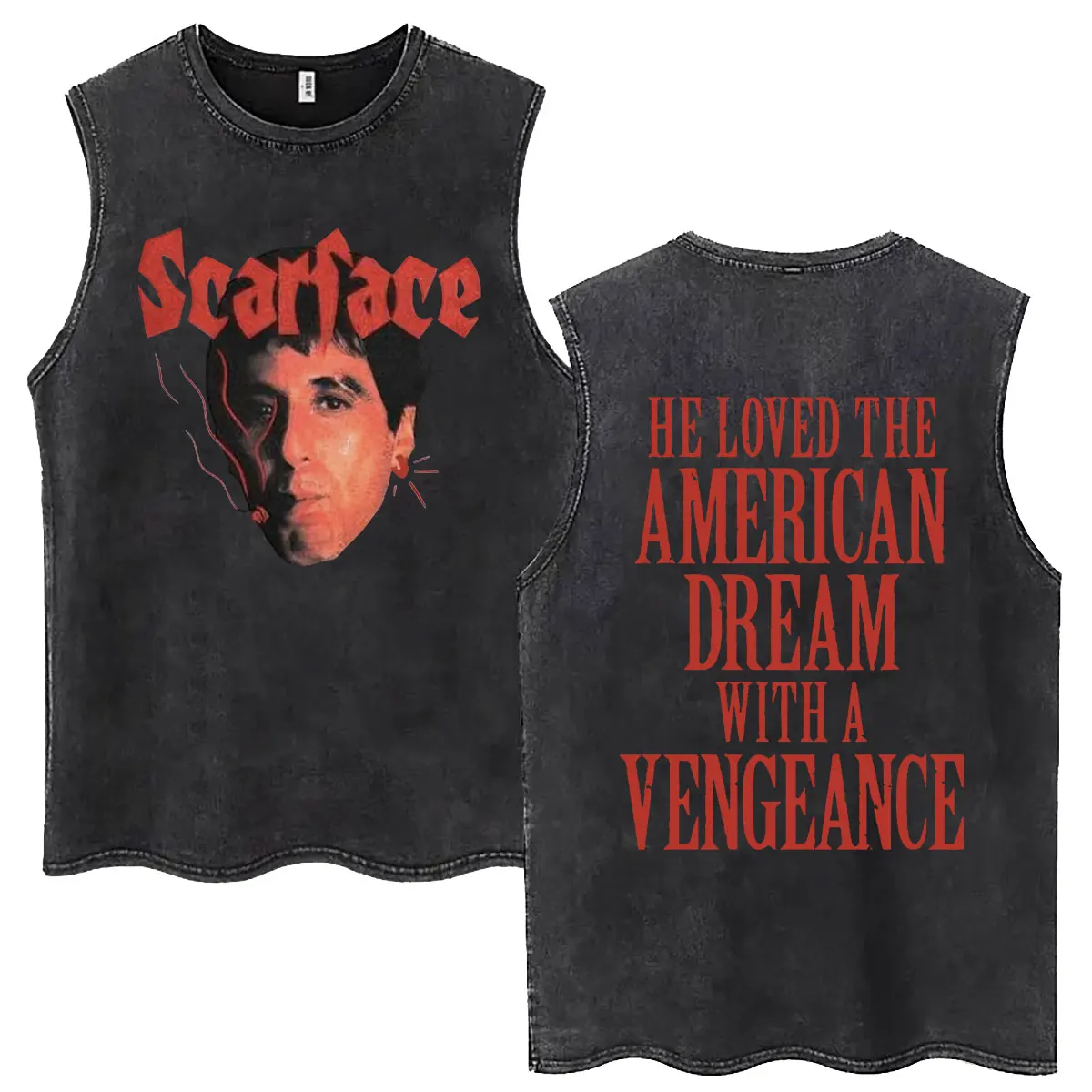 Classic Gangsters Movie Scarface Retro Washed Tank Tops Tony Montana Al Pacino Sleeveless T-shirt Men