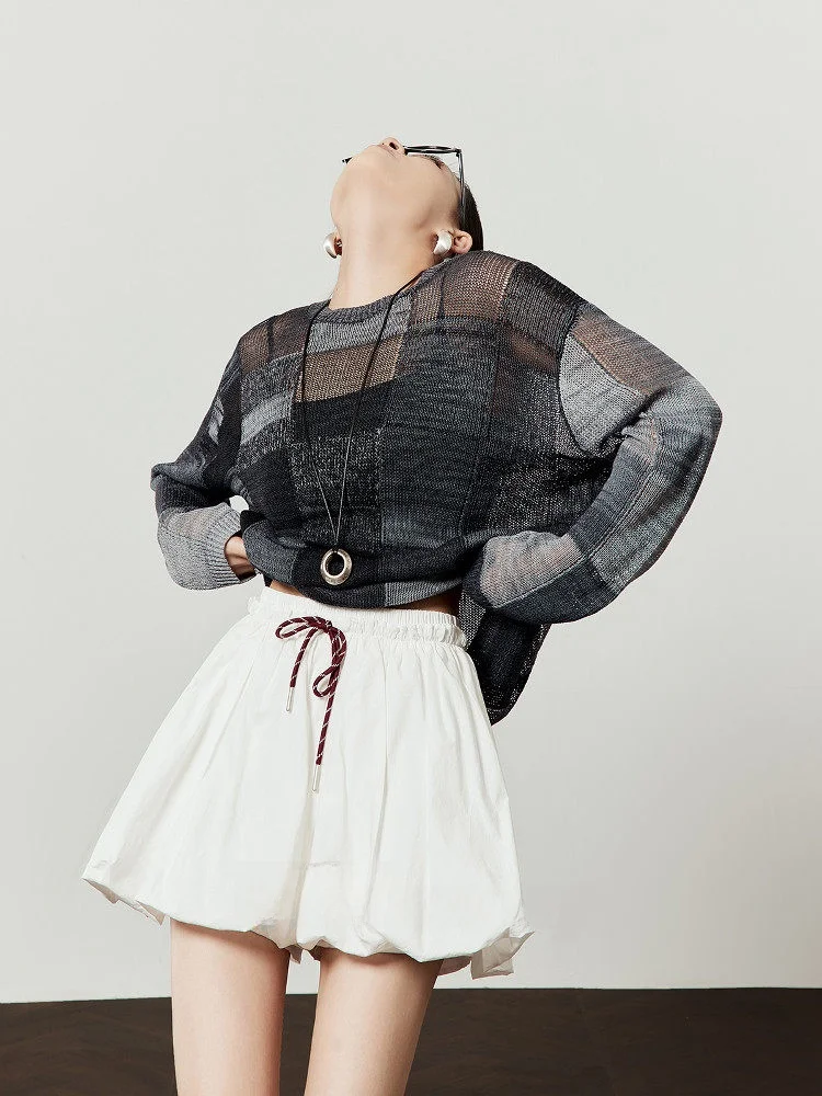 

Loose Lazy Sle Sun Protection Me Knitted irt Summer New Arrival Weekly Object Commute Sle Women's Long Sve round Ne