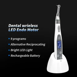 Dental LED Endo Motor Smart 9 Programs with LED Lamp and 16:1 Reduction Contra Angle Endodontic Instrument
