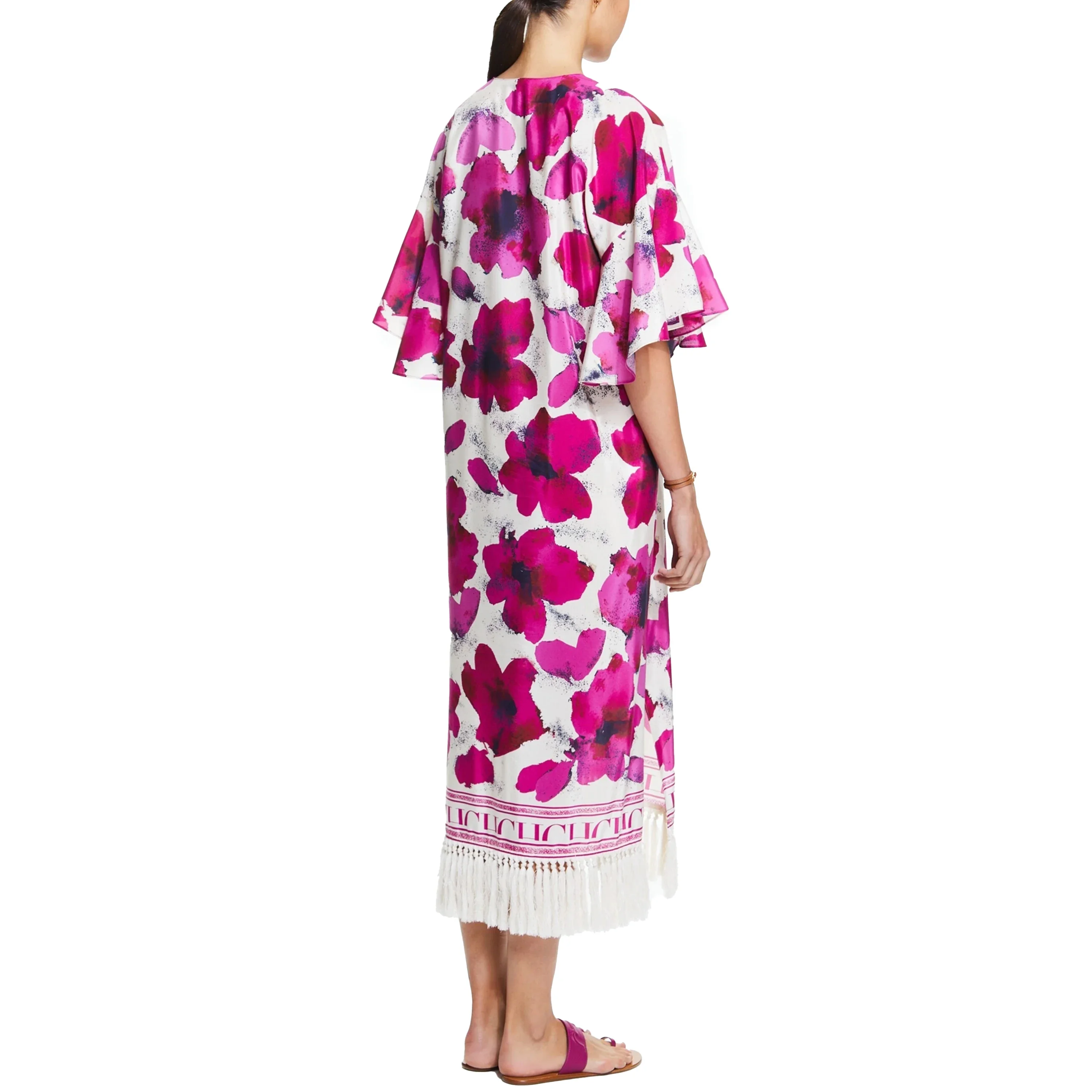 CHCH 2024 elegante Maxi abito floreale Lady Fashion scollo a v abiti a vita alta donna Chic Street Robes