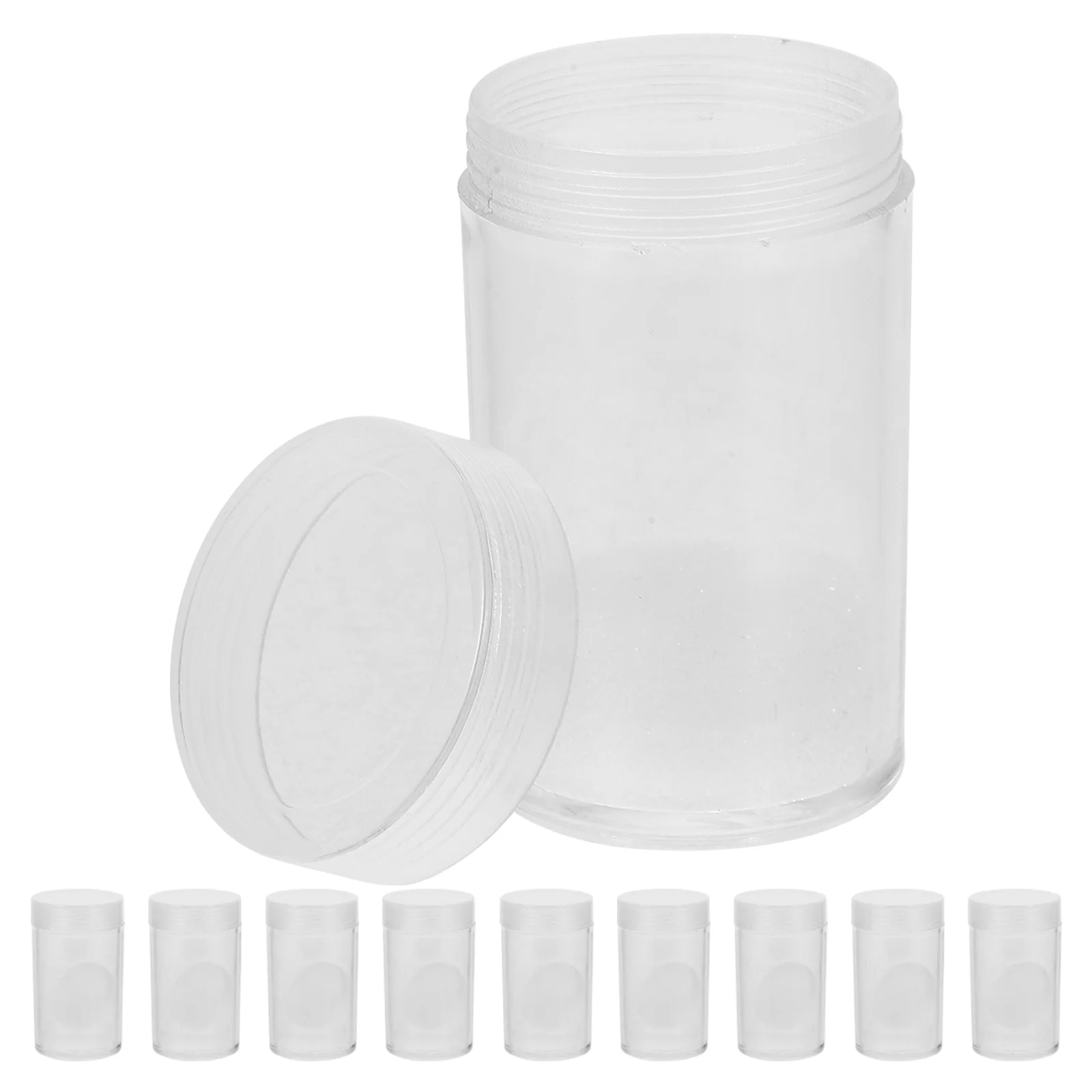 

10pcs 27MM Diameter Plastic Boxes Clear Hard Capsule Containers Airtight Storage Jars PP Material Collectors