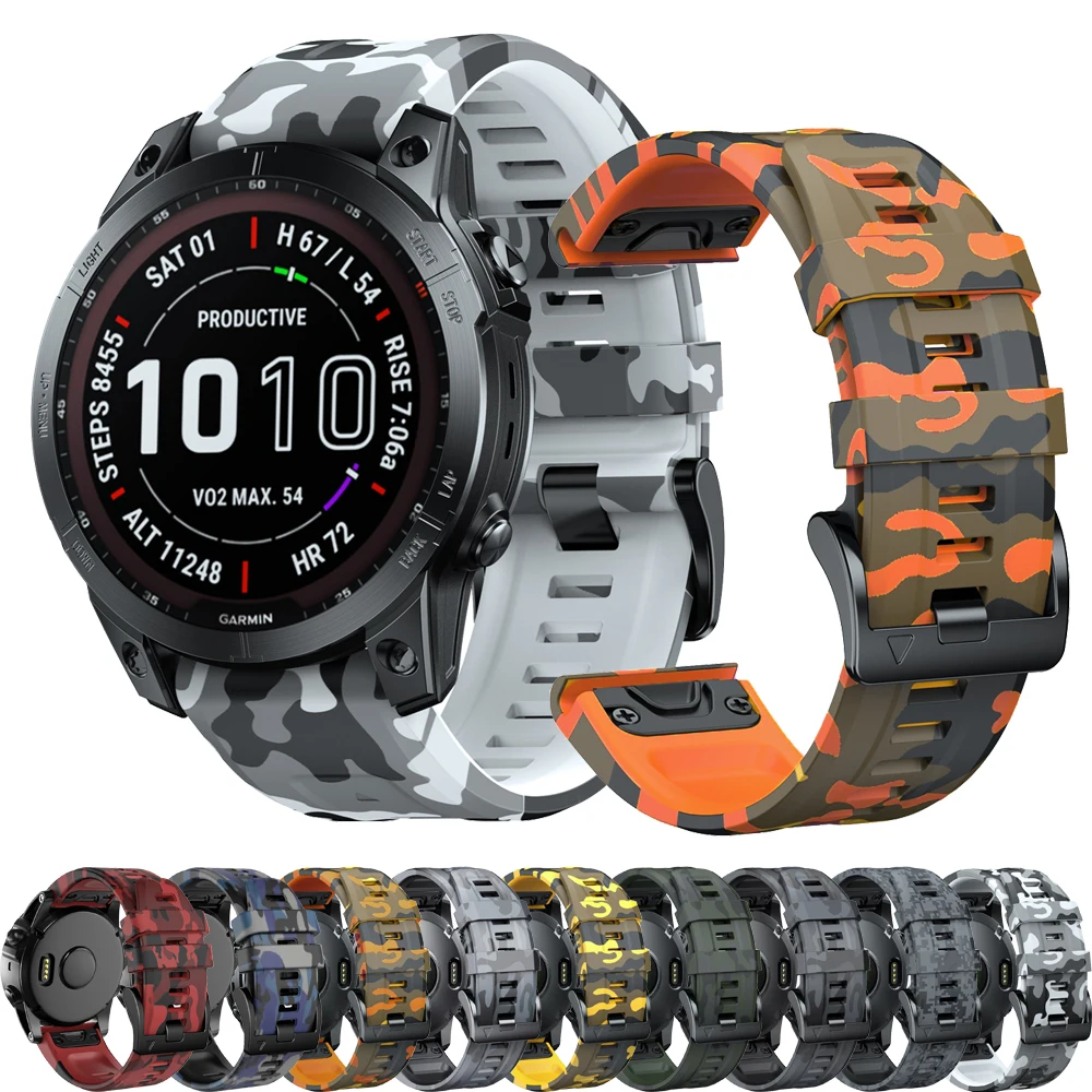 Garmin Fenix、シリコンeasyfit、リストバンドプリント、epix pro、6x pro 7 7x 5x 5 3時間、51mm、22mm、26mm用のクイックフィットウォッチバンド