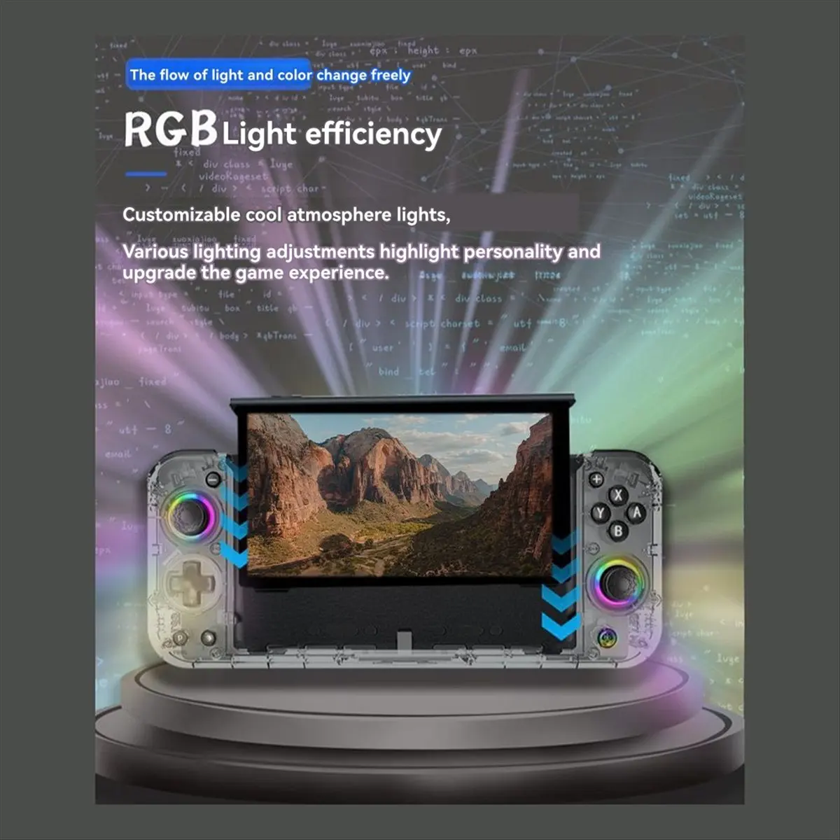 HU√◆ND Gaming Controller for Switch RGB Lighting, Dual Vibration, 6- Gyro Wired Game Controller D