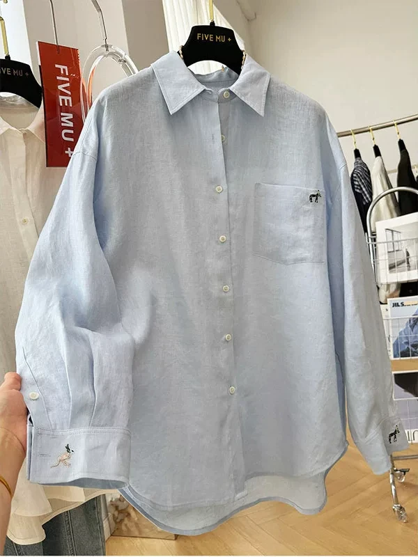 

plus Size 300 Pounds Cartoon Embroidery Long Sleeve Women's Summer Casual Sun Protection Open Cardigan Shirt Korean Design