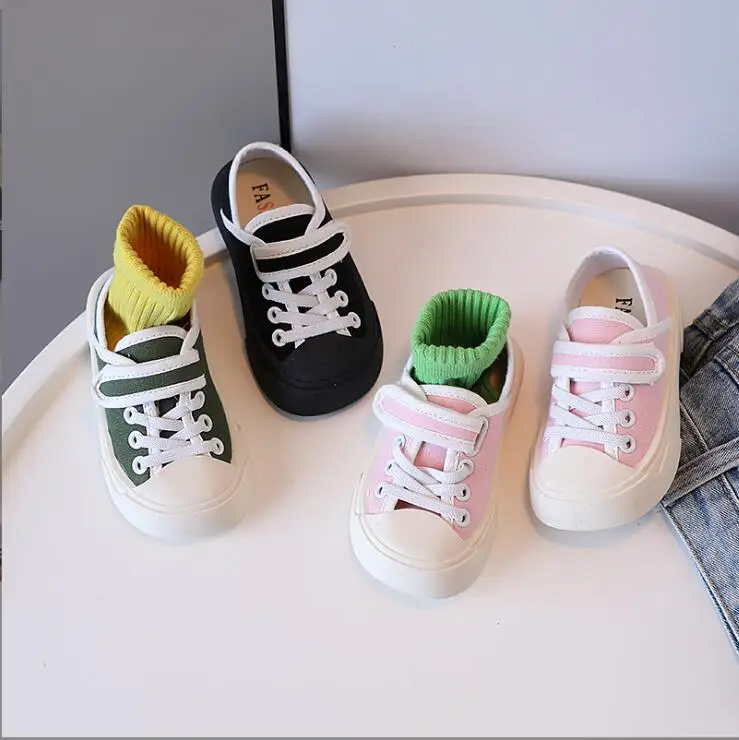 Boy Girl Canvas Shoes Black White Stripe Kids New Spring Autumn Baby Kid Casual Sports Shoes Flat Heel Children Sneakers 22-31