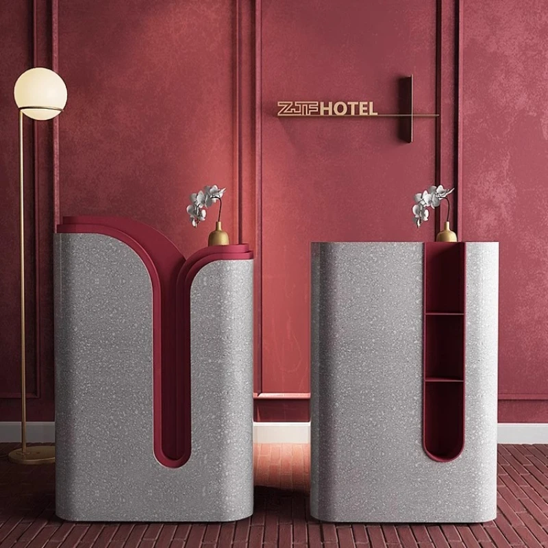 صالون تجميل مكاتب استقبال صغيرة فاخرة بسيطة صالون حديث منصة مشروبات الخروج متجر استقبال أثاث المكاتب Mostrador