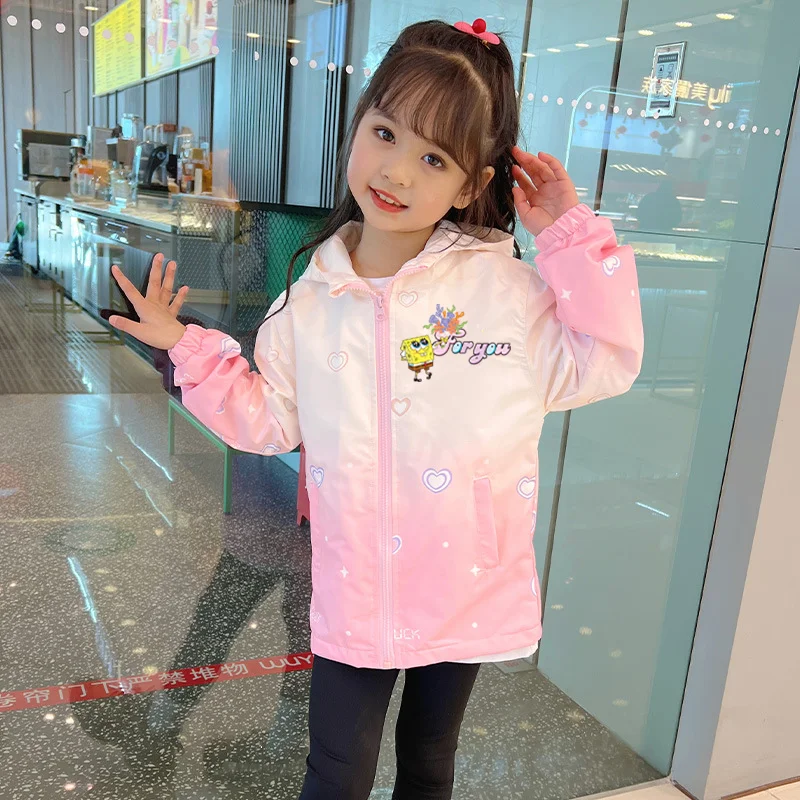 SpongeBob SquarePants Jacket Patrick Star Coat Spring Autumn Style Windproof Jackets Mountaineering Camping Cute Baby Overcoats