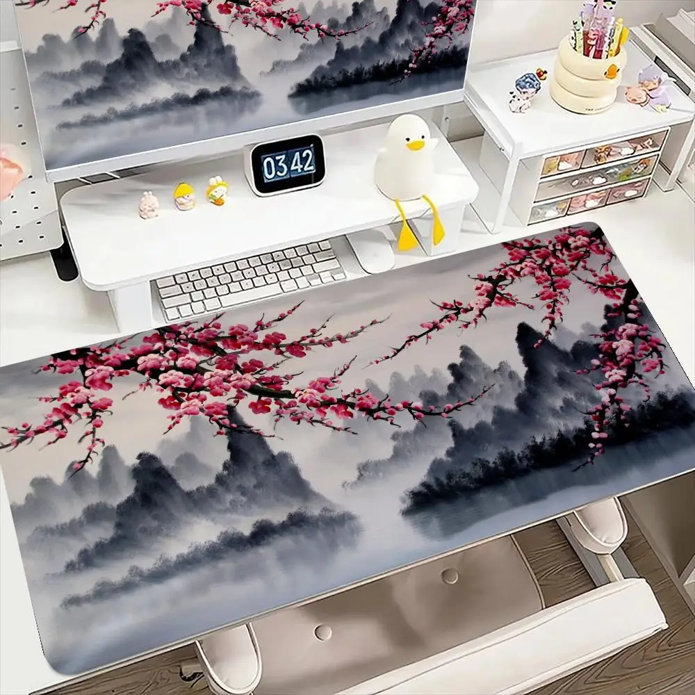 

Chinese landscape painting Mouse Pad XXL Anti-Slip Rubber Gaming MousePad Durable TablePads Seam Edge Office Gamer Long Desk Mat