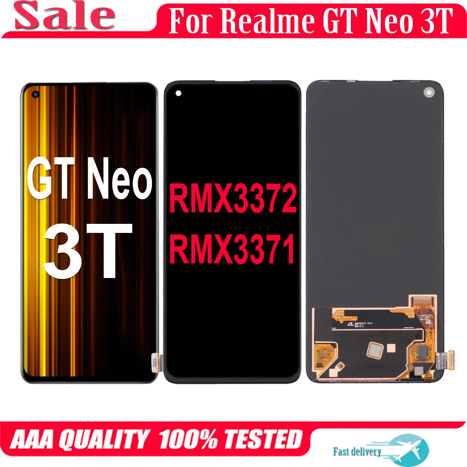 

AMOLED For Realme GT Neo 3T LCD Display Touch Screen Digitizer Assembly RMX3372 RMX3371