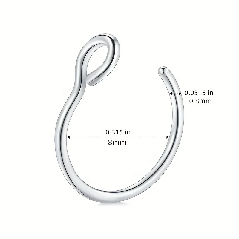 2/6/9/12pcs Fake Piercing Septum Nose Ring Set Hoop Nose Clip Lip Clip Ring For Women Daily Wear Non-Piercing Jewelry