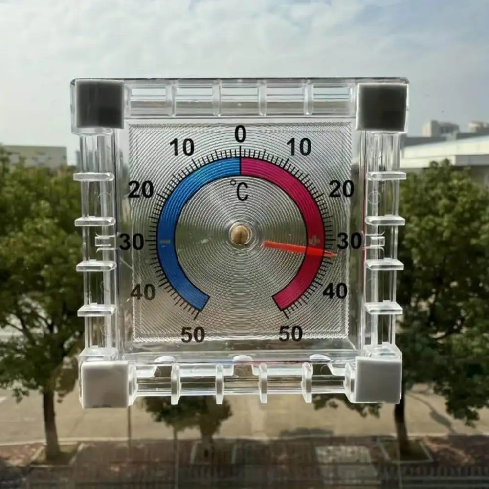 Portable Analog Pointer Square Window Door Weather Gauge For Outdoor Garden Patio Temperature Monitoring
