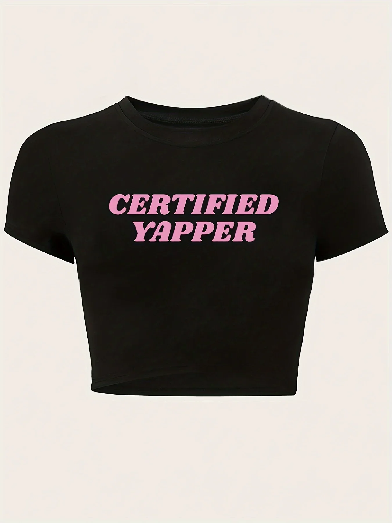 

Neck Sleeve Summer Casual Ladies T Shirts Lettering Comfortable Women's High Elasticity Slim T-Shirt with Letter Print Round