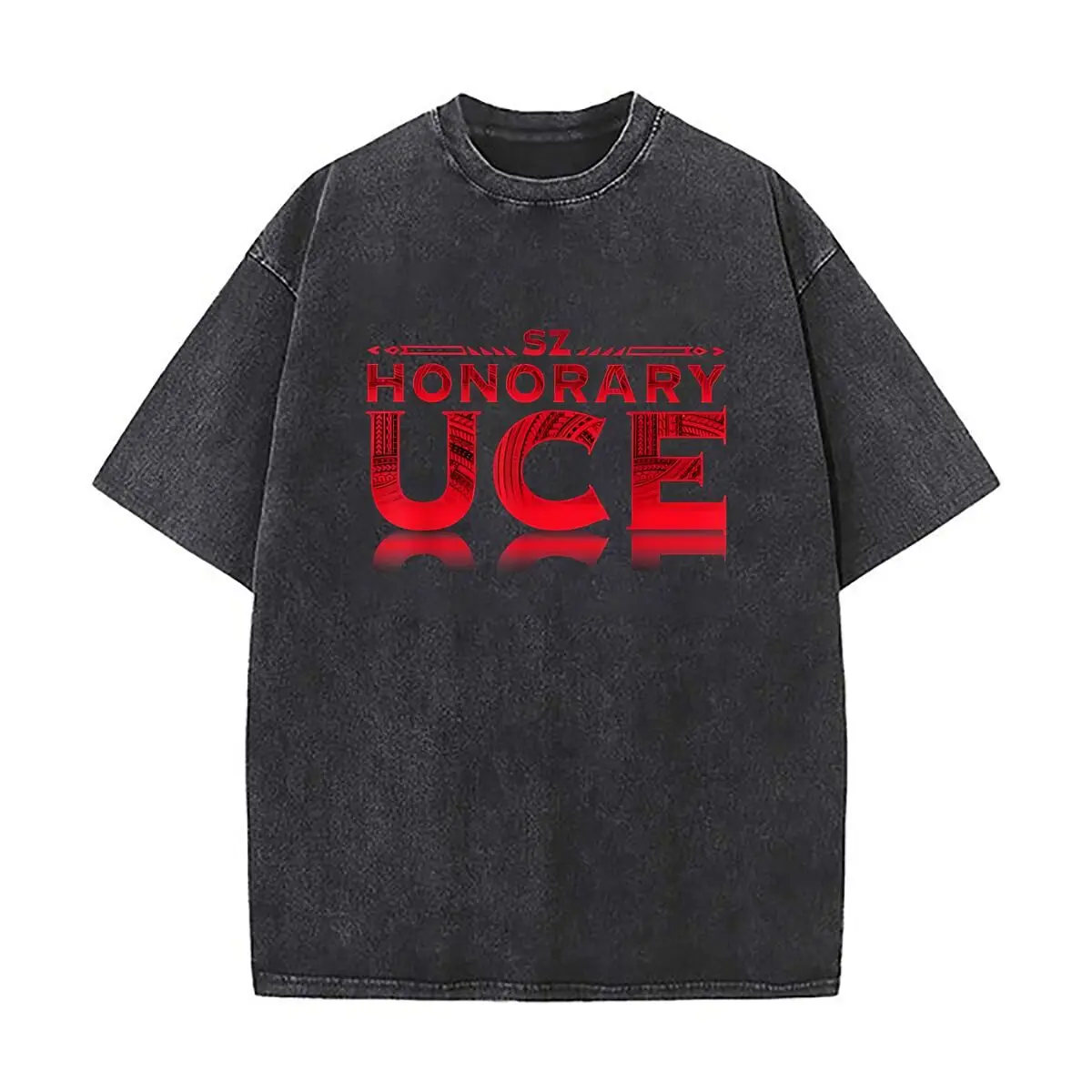 

SZ Honorary UCE Red Text Men's Summer T-shirt Cotton Vintage Faded Tee