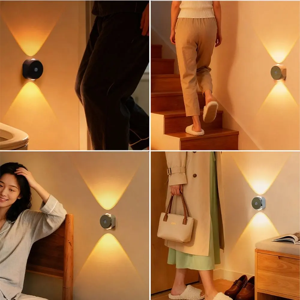 Adjustable Brightness LED Wall Lamp Wireless 3 Color Changing Rechargeable Night Light Up Down Light Magnetic Base
