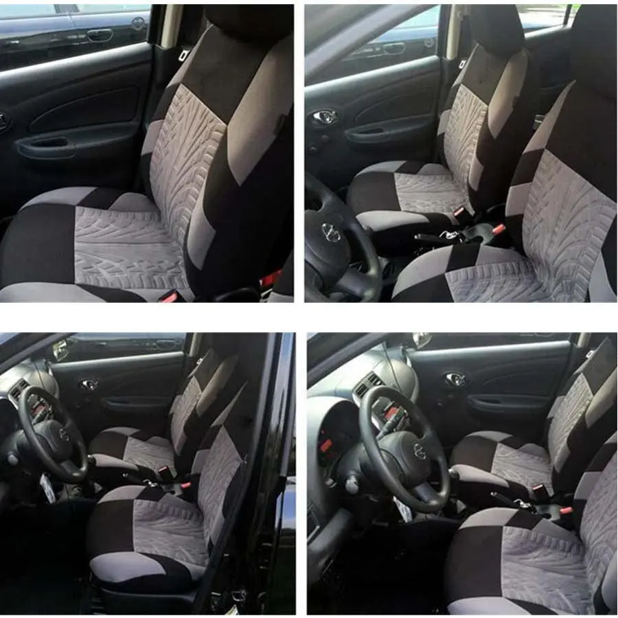 Picture 4: 2pcs Black&Gray Embroidery Car Front Seat Covers Breathable Cushion Protector