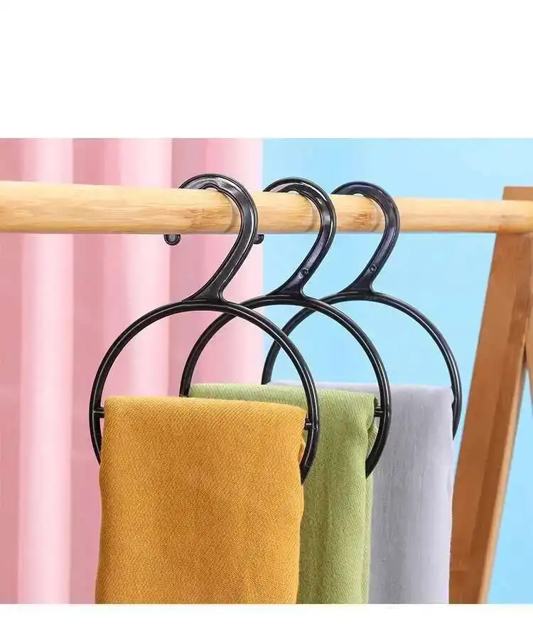 20 Stück Mehrzweck-Kleiderbügel aus Kunststoff, runde Schalschlingen-Kleiderhalter, Kleiderständer, Aufbewahrungsregal, Schrank-Organizer, tragbare platzsparende Kleiderbügel – Detail 6