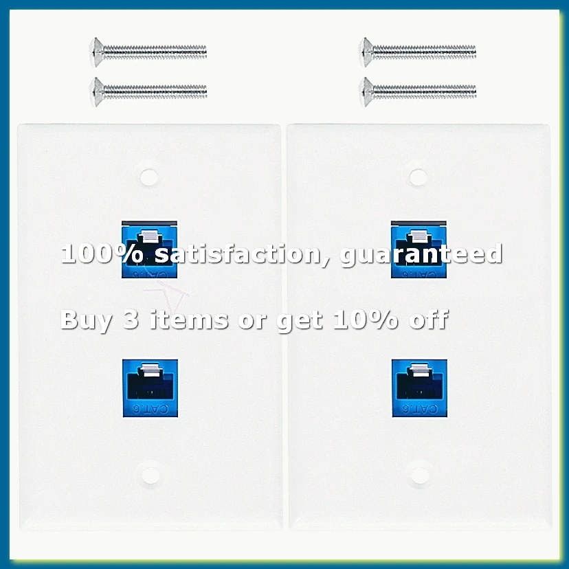2-Pack 2 Port Ethernet Wall Plate, RJ45 Cat6 Female to Female Jack Inline Coupler Face Plates, 2-Port-AD33