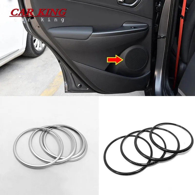 

For Hyundai Kona Encino 2017-2020 ABS Matte Car Sticker Styling Audio Speak Sound Cover Ring circle trim frame Cover trim 4pcs