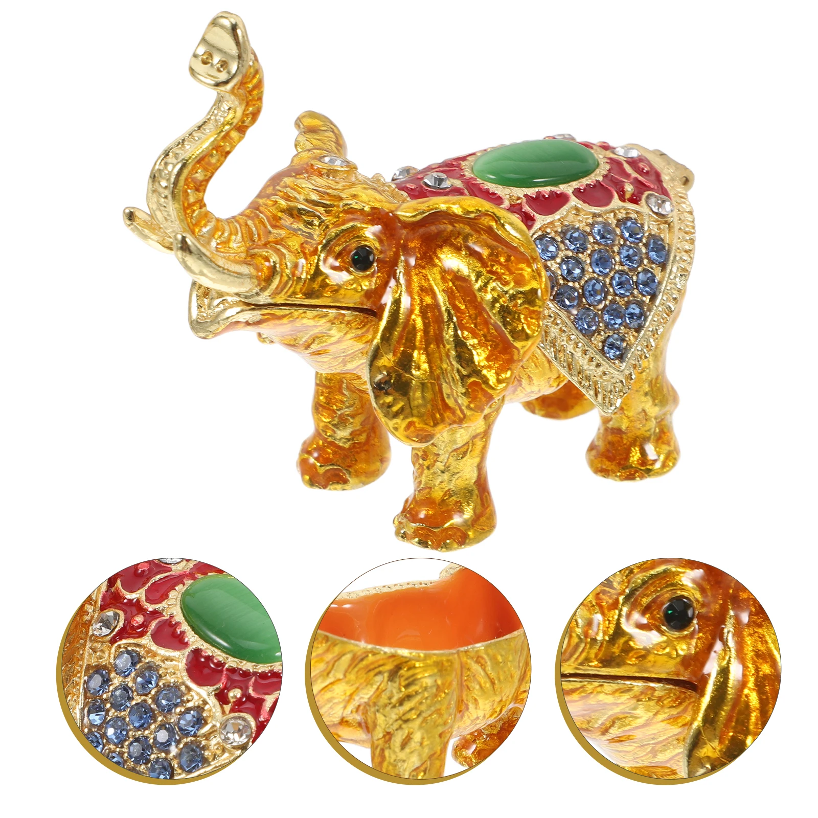 

Jewelry Box Storage Organizer Earrings Necklaces Rings Trinkets Zinc Alloy Home Decor Elephant Shaped Keepsake