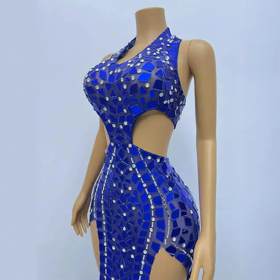 Hostess Sleeveless Long Sexy Evening Dress - Hanging Neck, Rhinestone Splicing, Slim Fit, Hot Girl Lenses Women Vallentain Dress