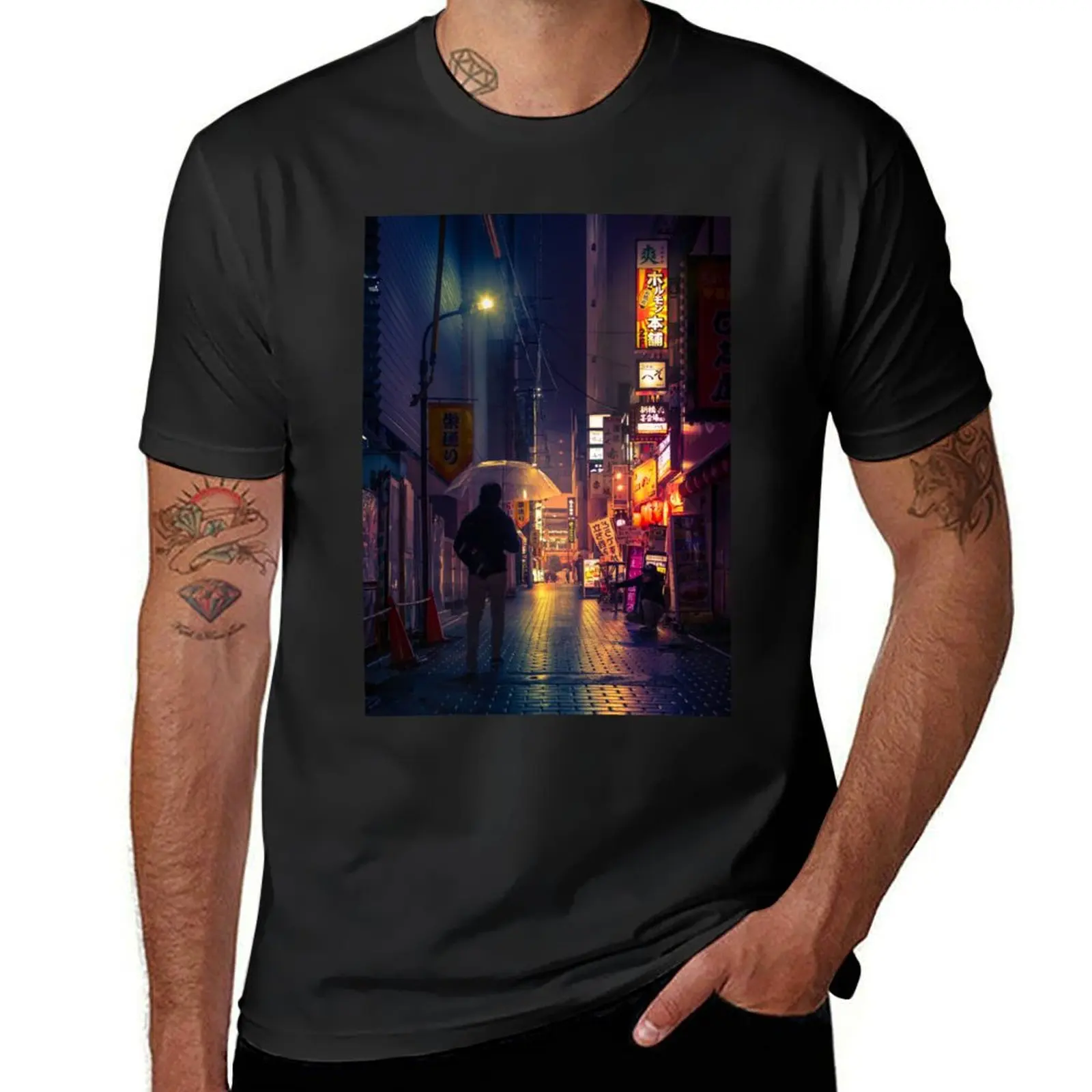 Neon Noir Street Reflecting the warm yellow and orange light from the bar area. T-Shirt heavyweights cute clothes mens clothes