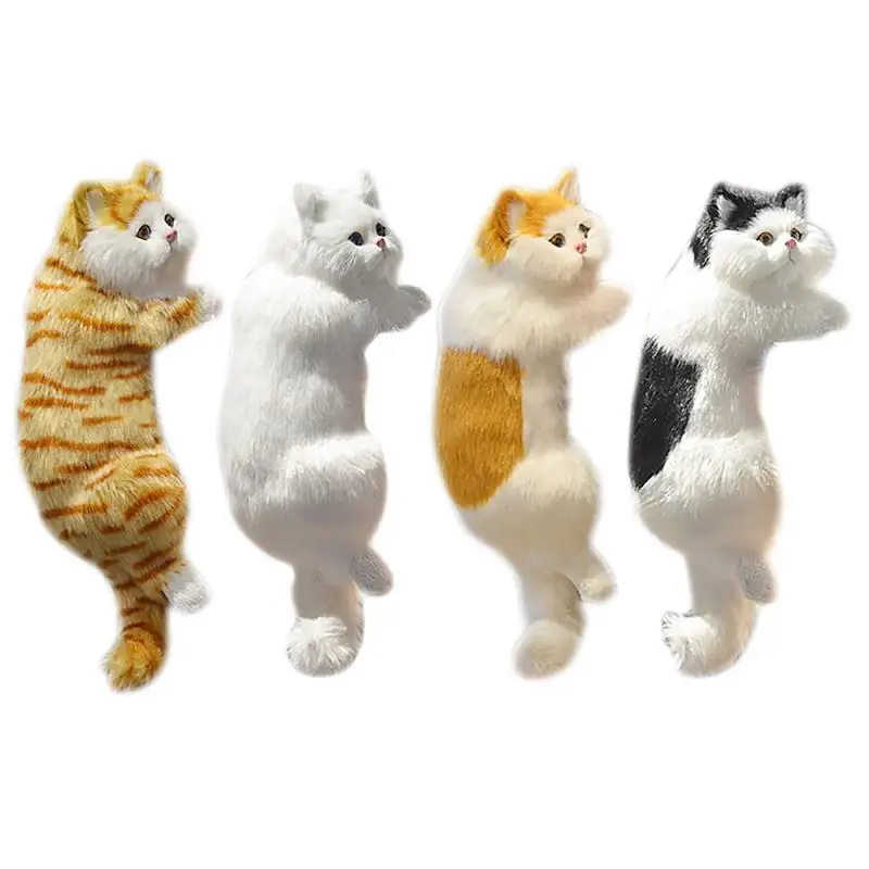 Simulation Furry Hanging Cat Realistic Cat Doll Animal Figurines Plush Hanging Kitten Toy Cute Kitten Model Gift Home TV Decor