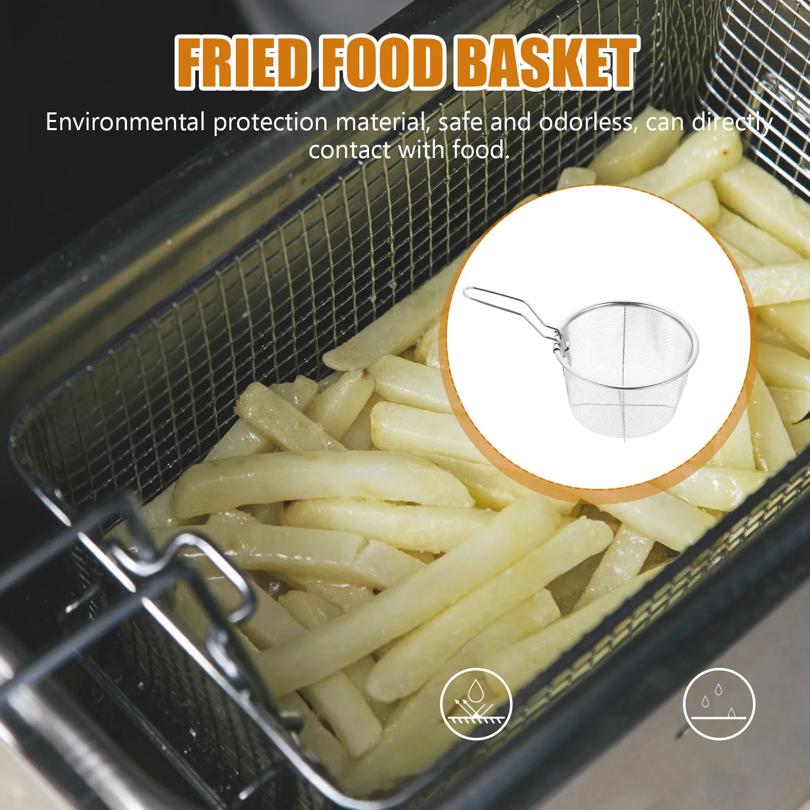 

Stainless Steel Fry Basket 15cm Size for Deep Frying Pot Kitchen Gadget Air Fryer Basket French Frying Practical