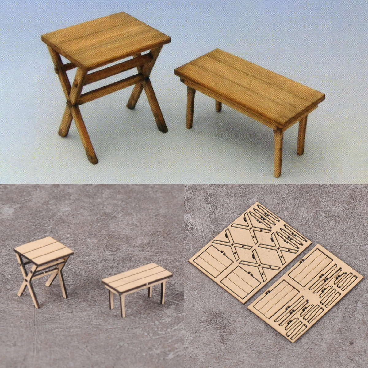 1:32 1/35 Scale model kit building material table set stool chair sand table bench diorama models suits