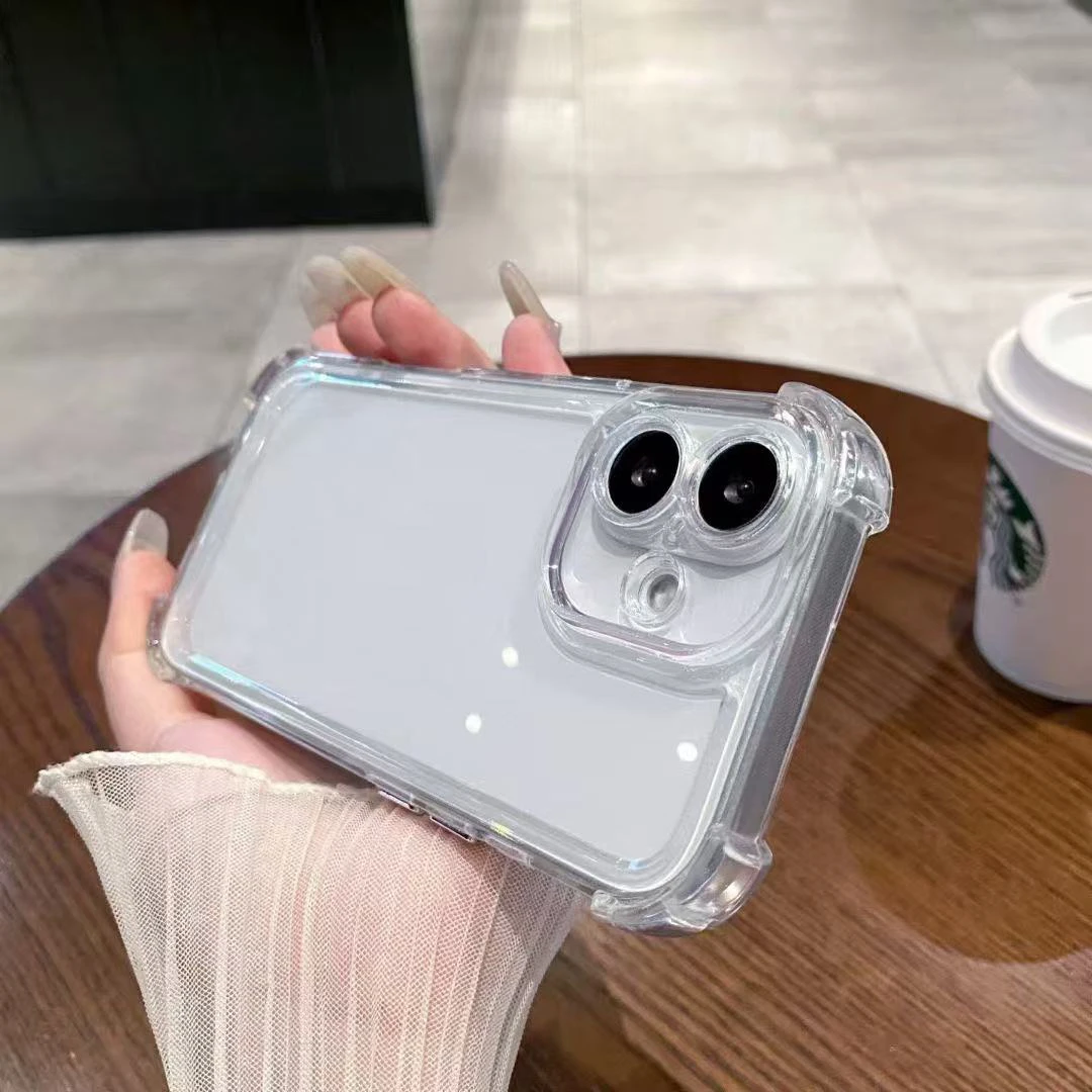 حافظة هاتف شفافة مضادة للصدمات لهاتف آيفون 17 16 15 14 Plus 13 Pro Max من السيليكون غطاء حماية شفاف للكاميرا