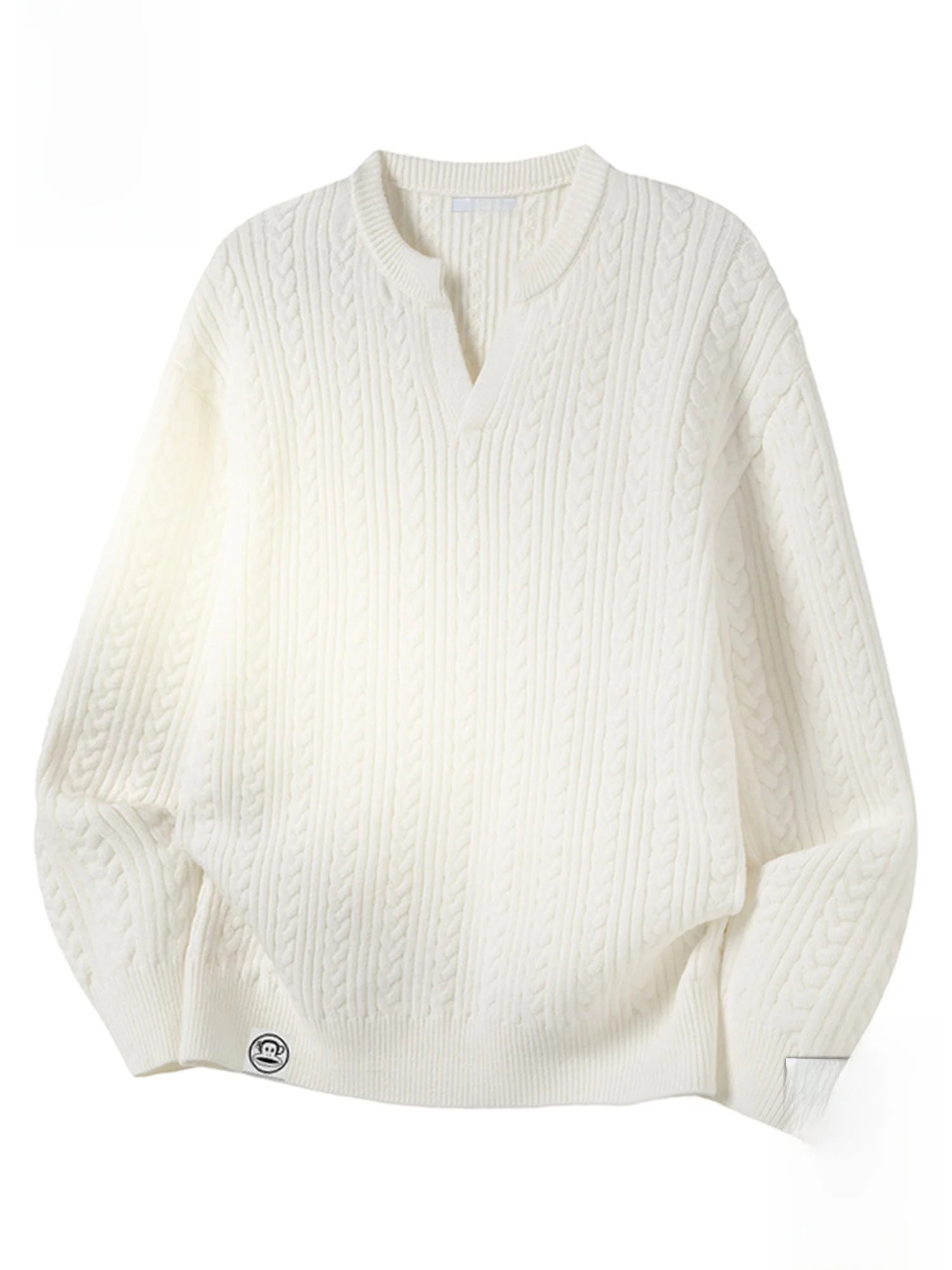 

PaulFrank M V-ne Knitted Sweater Pure Color Loose Warm Winter Casual Sle Overhead Top for Men And Women Couples