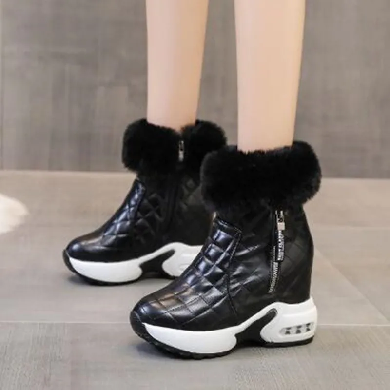 2026 Fashion Winter Warm Rabbit Fur Sneakers Platform Snow Boots Women Ankle Boot Female Causal Shoes for Women Zapatos De Mujer