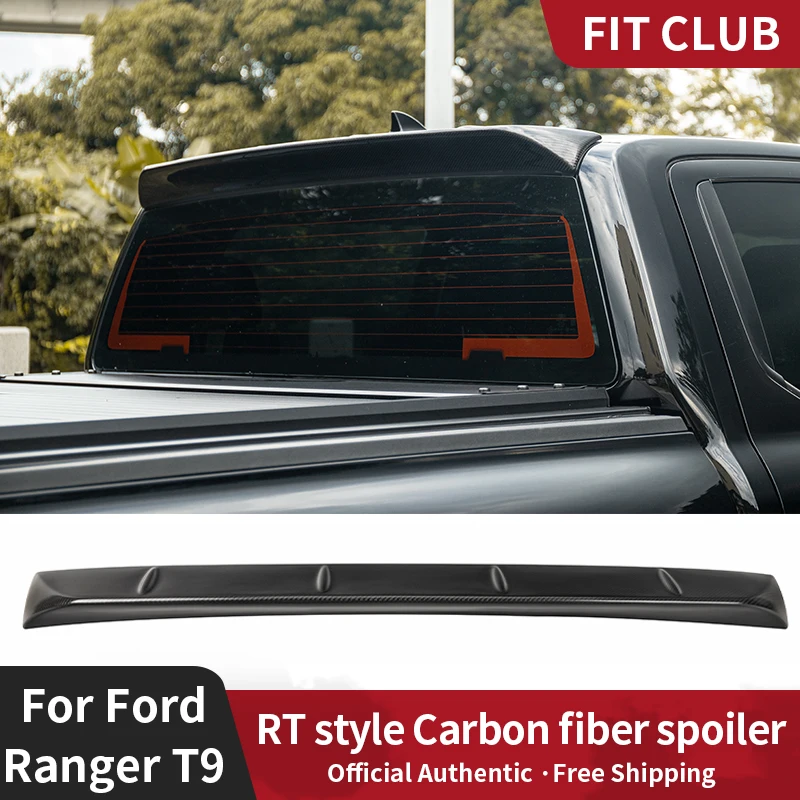 For Ford Ranger T9 2023 2024 True Carbon Fiber Sports Spoiler Ranger Body kit Pickup Roof top wingWILDTRACK SPORT XLT XLS XL V6