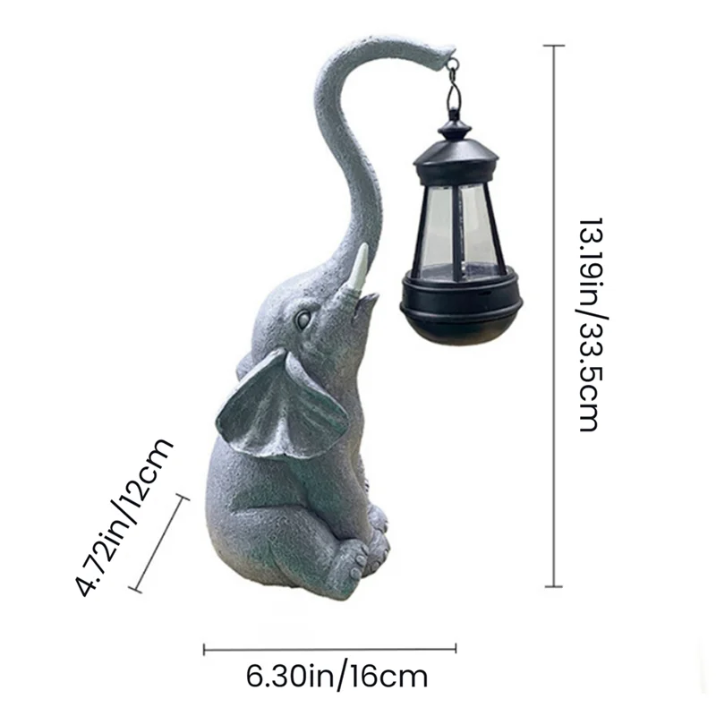 AA81-Solar Elephant Garden Statues Resin Outdoor Courtyard Elephant Statue Perfect Elephant Gift For Women Grandmother