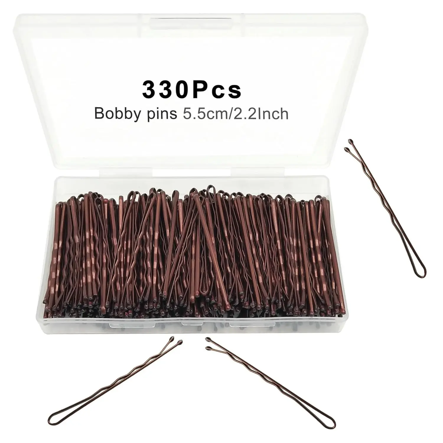 

330 Count 2.2 Inch Brown Bobby Pins with Cute Box, Non-Slip, Smooth-Coated Hair Pins for All Hair Types