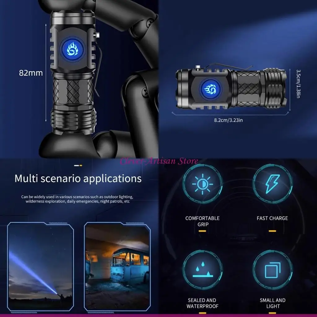E06B充電式LED懐中電灯戦術的にトーチポータブルポケットトーチミニフラッシュ超強力な懐中電灯