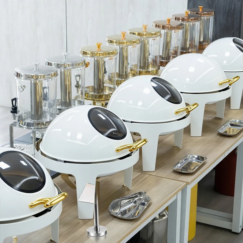 Classic Stainless Steel Roll Top Gold Warmer 6L Electric Heated Food Warmer for Buffet, Catering, Hotel, Party, Wedding