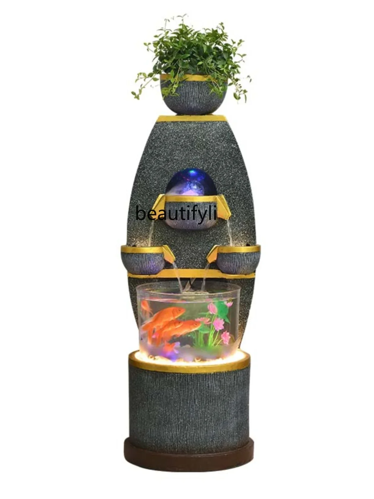 X188 Montaña Artificial y fuente adornos de suelo estanque de peces circulación de agua sala de estar Oficina paisaje humidificador suerte