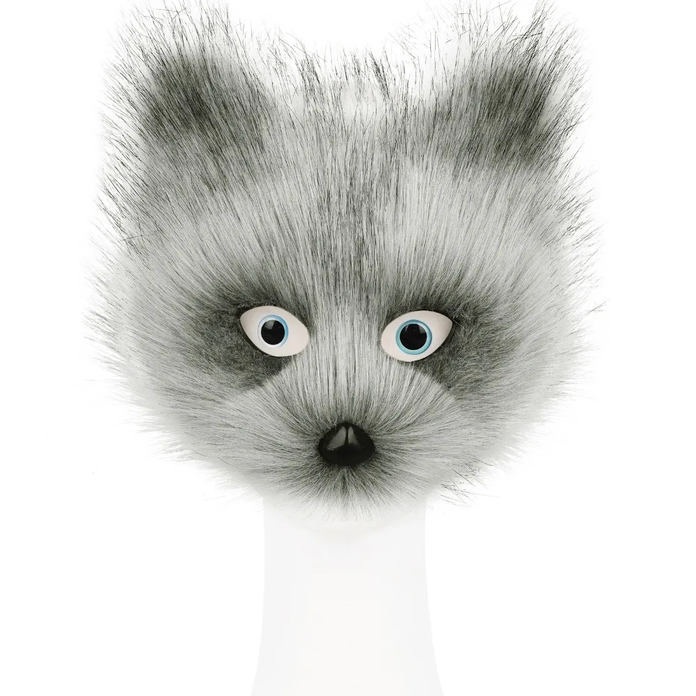 Medieval Viking Plush Animal Fox Wolf Mask Plush Cat Half Face Masks Halloween Party Cosplay Costumes Props Accessories 6