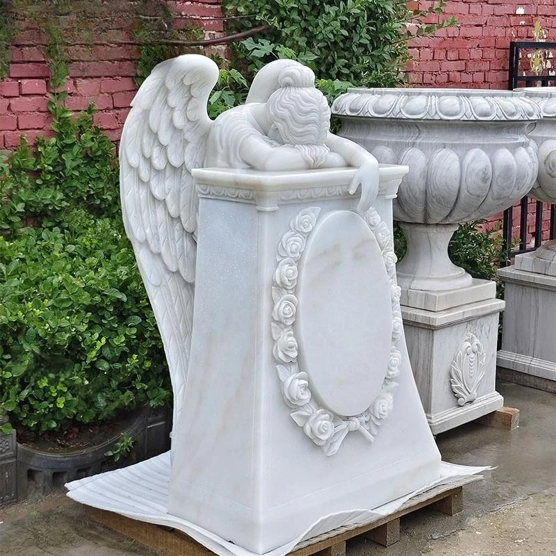 Stone angel figure, marble European character stone tablet, stone angel tablet