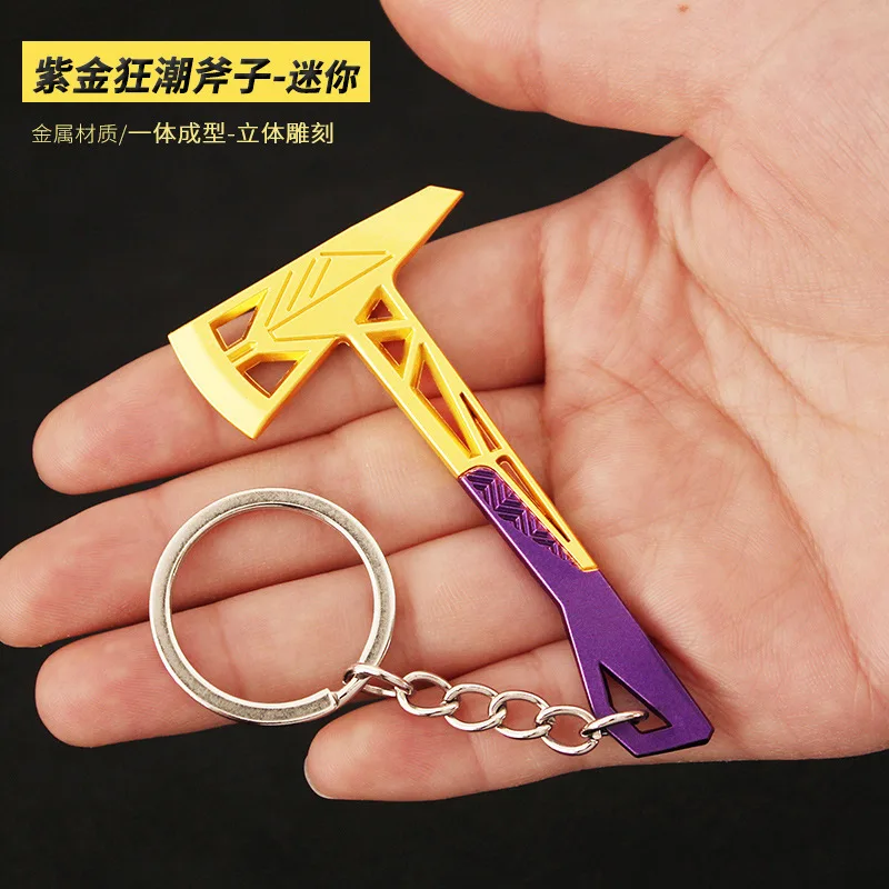 8cm Valorant Axe Keychain Game 1:12 Metal Model Keyring colorful llaveros Accessories Wholesale 10pcs/lot