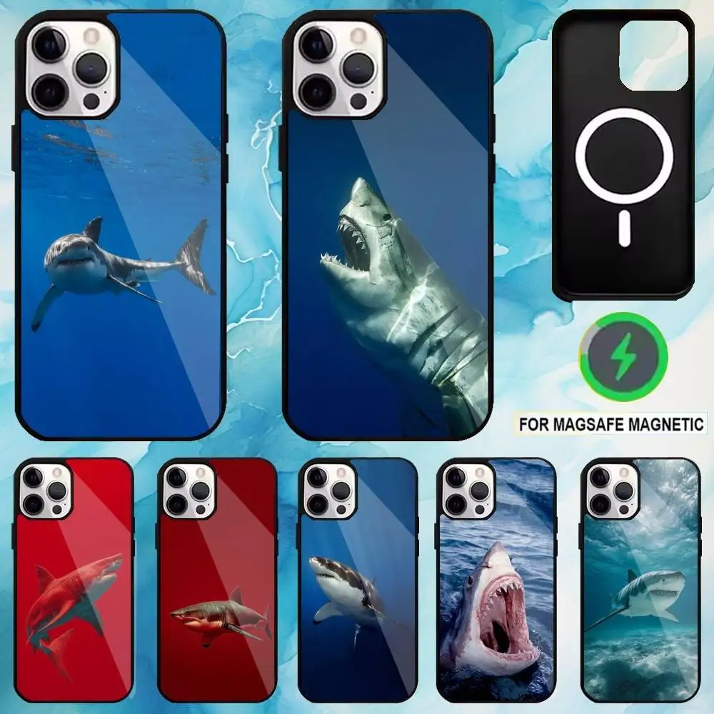 

Fierce S-Shark Phone Case For iPhone17,16,15,14,13,12,11 Plus,Pro Max Magnetic For Magsafe Wireless Charging