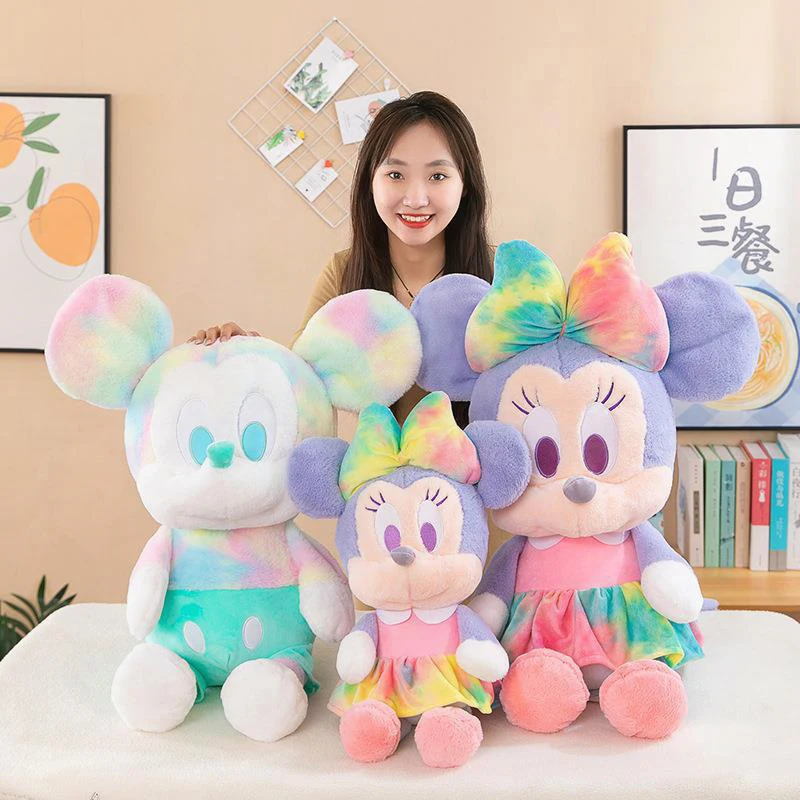 

Disney Kawaii плюшевая игрушка милый красочный Микки и Минни мультфильм мягкая кукла пара детский подарок на день рождения и Рождество для детей плюшевая игрушка