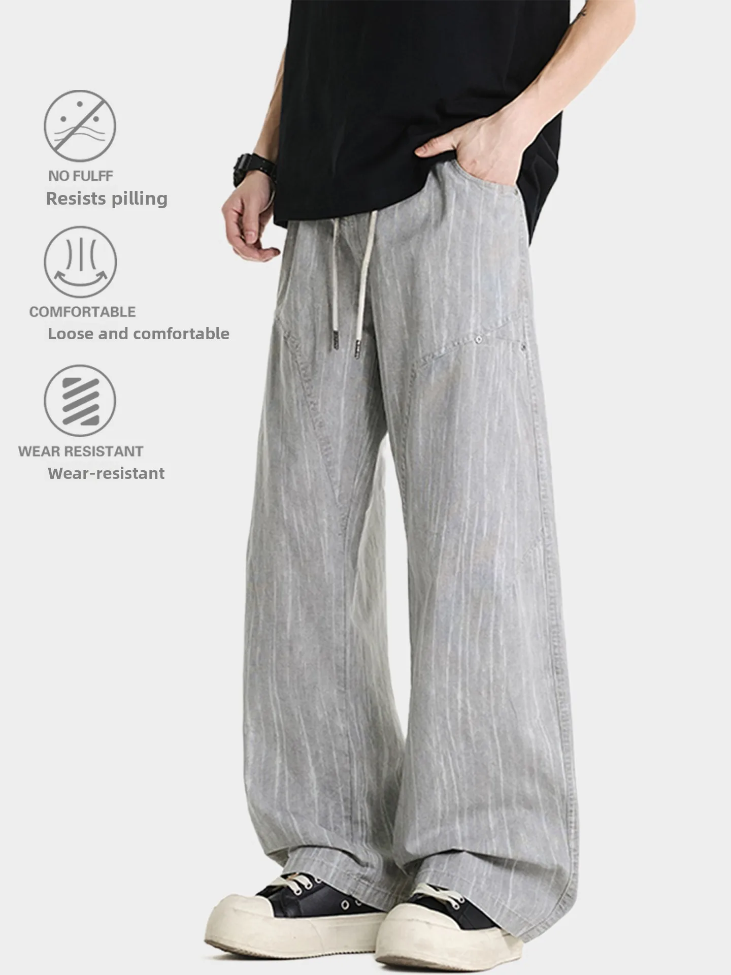 Cool American Style Logging Work Pants High Street Trend Loose Casual Straight Knife Pants Men Women Summer Cotton Straight L...