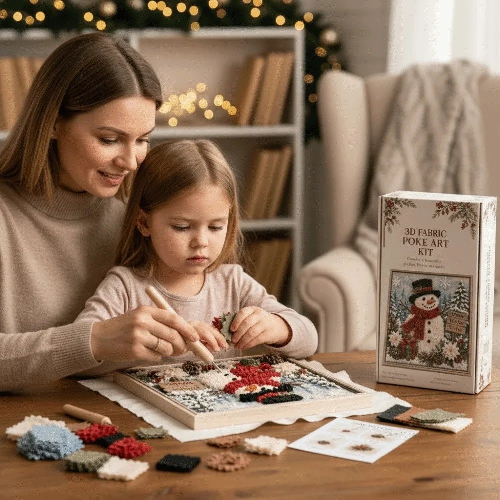 No Sewing Christmas Poke Art Easy Make Thick Board Xmas Needle Craft Poke Pen Pre-Cut 3D Festive Plaque Desk Styling
