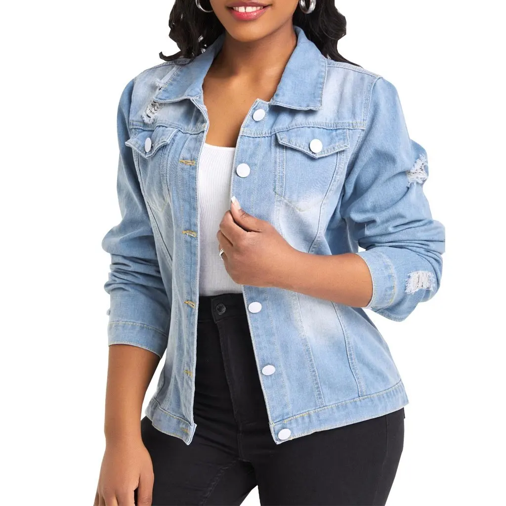 

Women's Slim-fit Denim Jacket SMR10412 Sexy Fashion Washed Top European And American Style for
